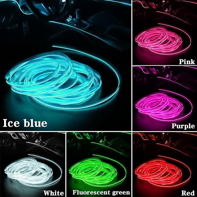 EL Wire Car Interior LED Strips Lights, 16FT 5V USB Auto Neon Light Strip, Electroluminescent Vehicle Interior Ambient Lighting Decor Accessories, Universal for RV, SUV, Truck (Blue) - Image 6