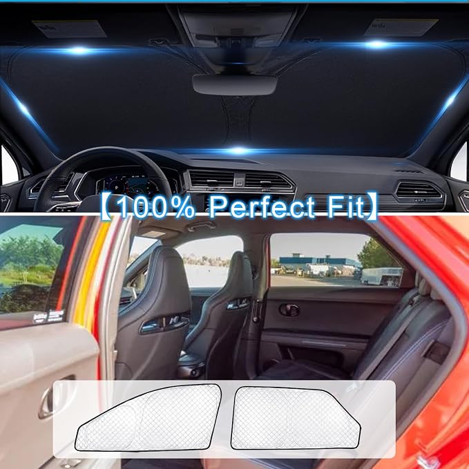 KMF 6pcs Thicken Sun Shades for Hyundai Ioniq 5 Accessories 2022-2025 2026, Custom Fit Full Car Window Covers Sunshade for Windshield Side Rear, Sun UV Block and Blackout Privacy for Camping Outdoor - Image 4