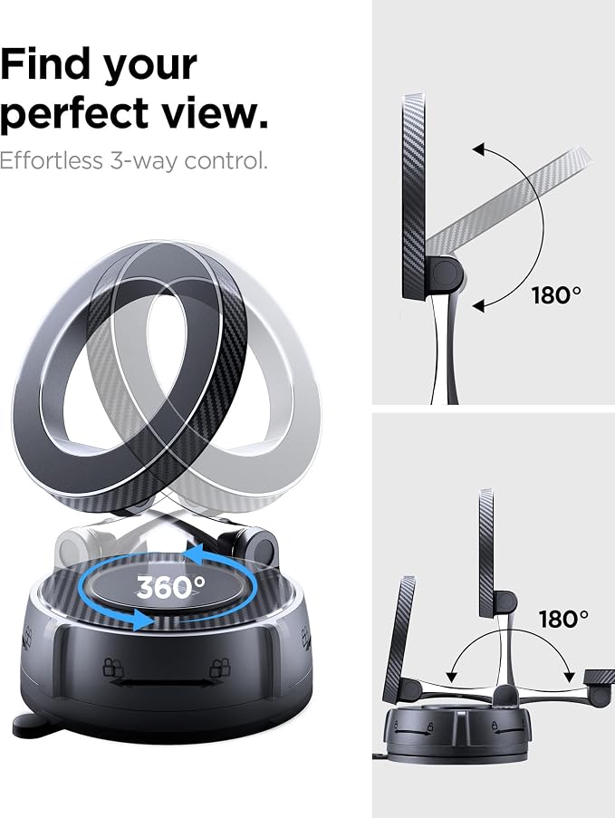 Spigen VacuumLock Magnetic Dashboard Magsafe Car Mount 360° Rotation | 360° Rotation, Strong Magnetic Hold Compatible with iPhones, Galaxy with Magnetic Cases, Pixels with Pixelsnap - Image 5