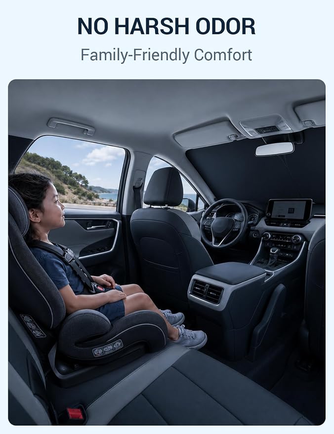 Proadsy Custom Fit Car Windshield Sun Shade for 2019-2025 Chevy Silverado | 240T Heat Shield, Drops Temp 54°F, Blocks 99% UV, Prevents Dashboard Cracking, Summer Parking & Beach Trips, Easy Twist-Fold - Image 8