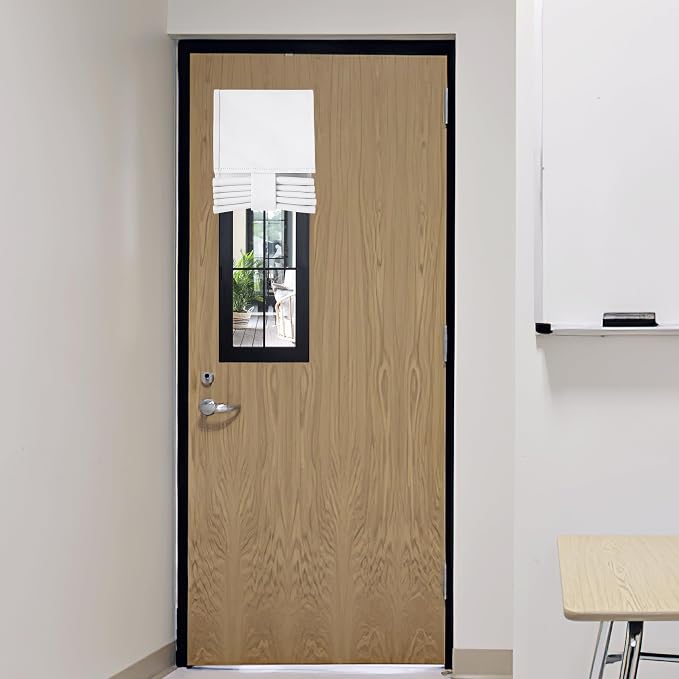 RYB HOME Classroom Door Window Cover, Room Darkening Door Curtain No Drill | Emergency Lockdown Shade for School Door Window, Privacy Block Views, Office Door Curtain, W8 x L36, Pure White, 1 Panel by RYBHOME
