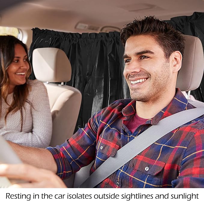 ZATOOTO Car Window Curtains for Privacy, Magnetic Divider Window Sun Shade | Universal Fit, Front & Rear Divider, Keep Cool, Easy Installation, For Travel & Camping, Removable Simple - Image 2