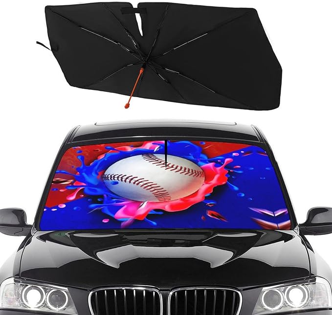 Socira Baseball Car Windshield Sunshade Umbrella Foldable Visor Umbrella | Sun Shade Cover Sunshade Front Window Cover Car Accessories Blocks Uv Rays (57" X 30") by Socira
