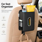 Witaxima Multifunction Leather Car Tissue Holder with Headrest Hook 1 Pack | Car Small Trash Can & Seat Back Organizer PU Leather kleenex holder for 120-150 Tissues Keep Car Tidy, Black - Image 7
