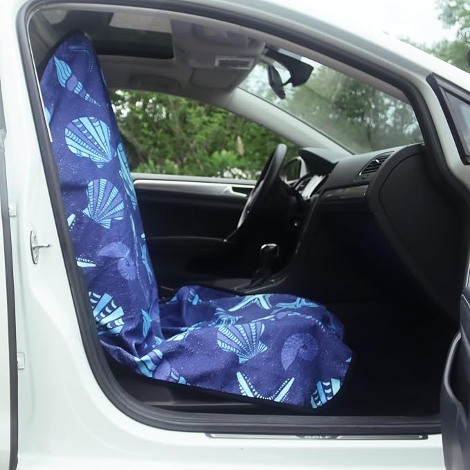 Car Seat Cover Protector Front Seats,for Gym Workout,Running,Swimming,Beach and Hiking,Waterproof Sweat Towel Bucket Seat Covers for Cars SUV Trucks (Conch Shells Starfish, 1Pcs) - Image 6