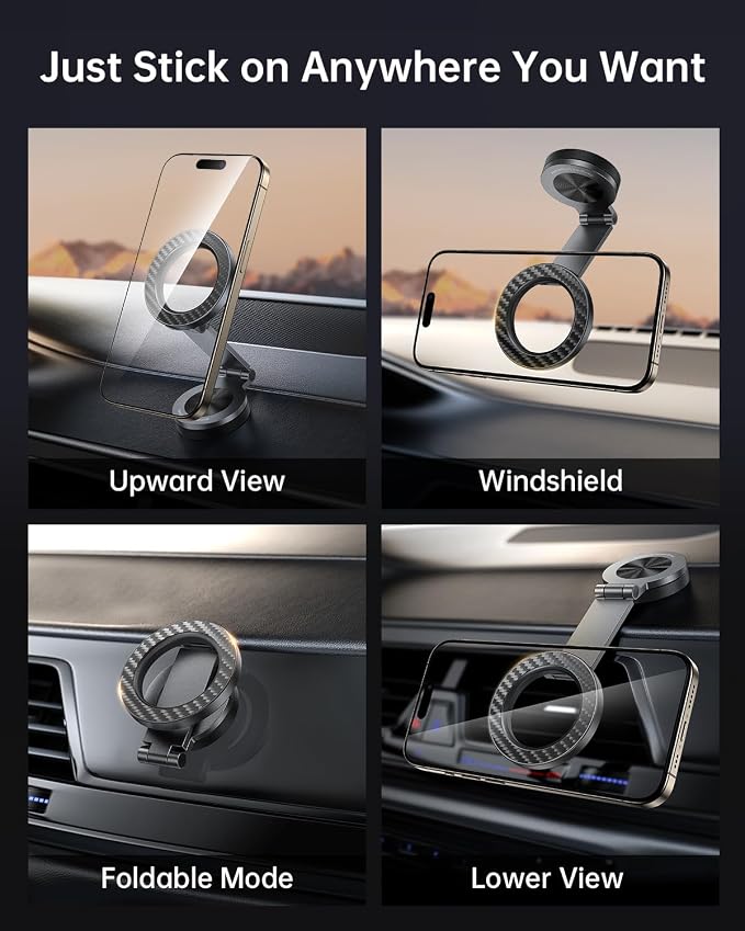 SYNCWIRE for MagSafe Car Mount 【360° Rotation】 Magnetic Phone Holder for Car, Adjustable Metal Arm, Car Magnet Phone Mount for Dashboard, Car Accessories Fit iPhone 17 16 15 14 13 Pro Max &All Phones - Image 3
