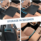 Extendable Steering Wheel Tray, Adjustable Car Laptop Desk Table | ABS, 22 lb capacity, 15-26 in extendable tray, 360° buckle, tablet slot, fold-flat storage, for parked work and dining - Image 7