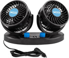 XOOL Car Fan – Car Cooling Fan with 2 USB Charging Ports, Quiet Strong Airflow, Cigarette Lighter Plug, Fan for Car, Vehicles, RVs, and SUVs by XOOL