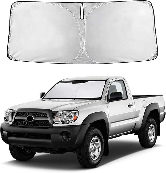 Autovir Windshield Sun Shade Fit for 2005-2013 2014 2015 Toyota Tacoma | Sunshade, Front Car Window Shades Sun Visor, Blocks UV Rays & Heat, Car Accessories by Autovir