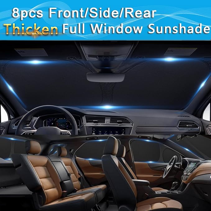 KMF 8pcs Thicken Sun Shades for Mazda CX-50 Accessories 2023-2025, Custom Full Window Sunshade Car Window Covers for Windshield Side Rear, UV Block and Blackout Privacy for Car Camping Outdoor - Image 4