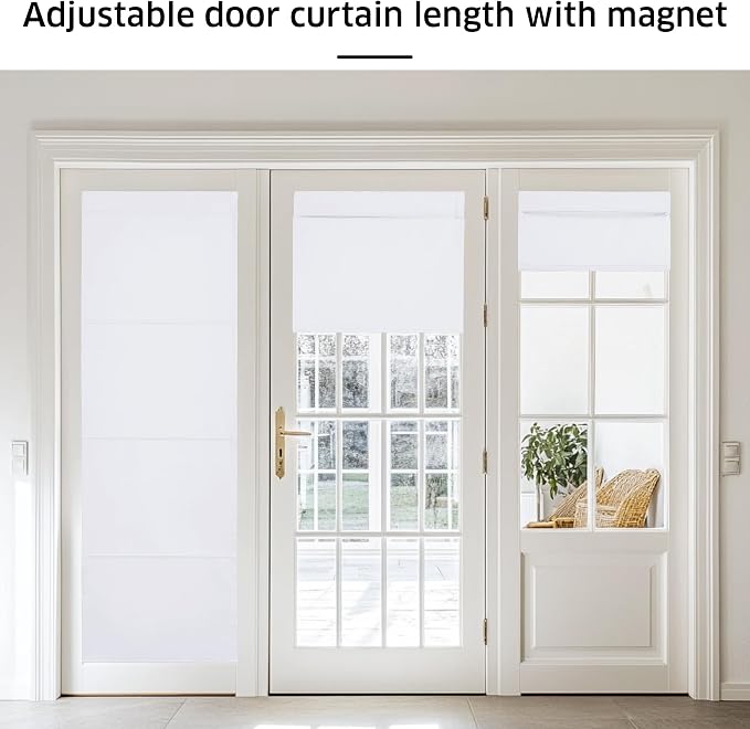 NICETOWN Pure White Magnetic Blackout Door Blinds, No Drill Roman Shade | Front French Door Curtain for Window, Thermal Insulated Light Blocking Shades, Sidelight Glass, 24" W x 64" L, 1 Panel - Image 4