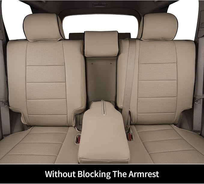 EKR Car Seat Covers Custom Fit for Toyota 4Runner(7 Seats) Full Set | for Toyota 4 Runner 2010-2024 Seat Covers for SUV,Full Wrap,Airbag Compatible,Waterproof Pet-resistant,Faux Leather(Beige) - Image 7