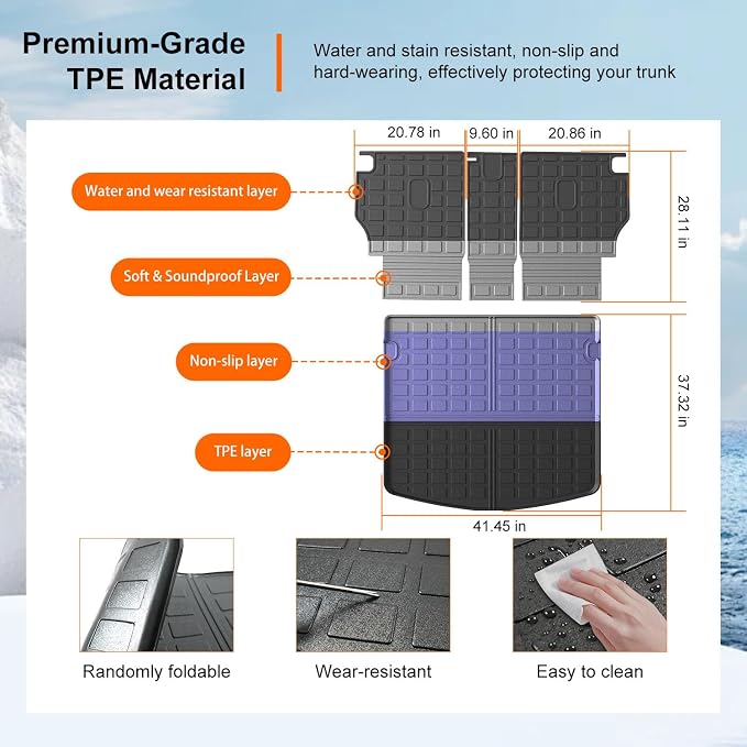 powoq Cargo Mat & Backrest Mats Compatible with 2023-2025 Mazda CX-5 | Cargo Liner Seat Back Protector TPE All Weather Replacement for Mazda CX-5 2023-2025 Accessories (Trunk Mat+Backrest Mats) - Image 5