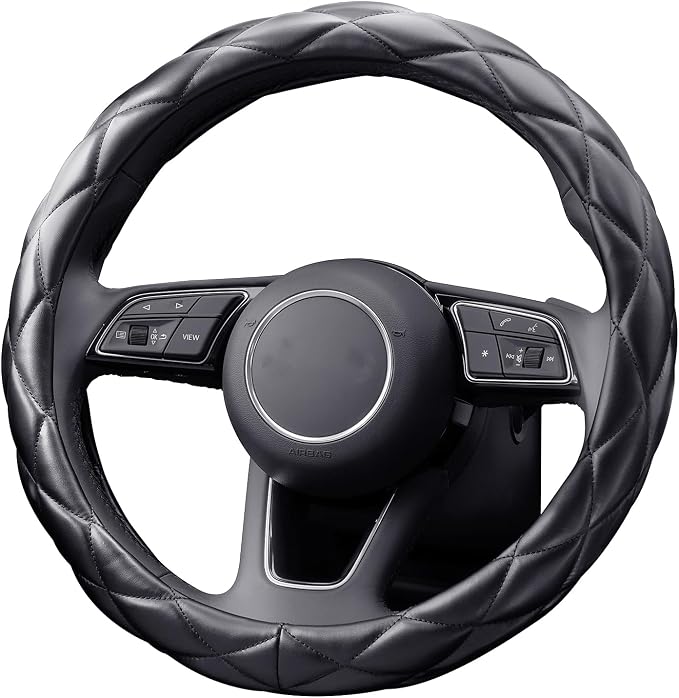YHONGJT Soft Microfiber Leather Steering Wheel Cover, Universal 15 Inch for Women Girls, Fit Vehicles, Sedans, SUVs, Vans, Trucks - Black - Image 9