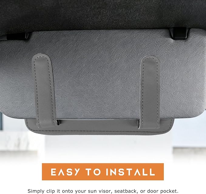 Car Tissue Box, Leather Auto Sun Visor Napkin Case Tissue Case Holder with Zipper, Sunvisor Paper Towel Storage Box Napkin Organizer for Most Vehicles, Car Accessories (Gray) - Image 4