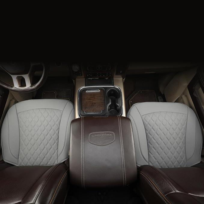 GIANT PANDA Bottom Seat Cover for Trucks&SUV, Front PU Leather Driver Seat Protector Fit for Chevy,Ram,Toyota,GMC,Ford F150 F-Series (2PCS-Grey) - Image 8