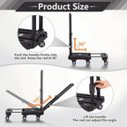 GtIiFmTe Foldable Hand Truck, Lightweight Luggage Cart for Airport Car Seat | Compact Folding dolly with Rotating swivel wheel,storage size12×15.7×4.1",300lbs Load,Upright Lock Handle with 3bungee cords - Image 3