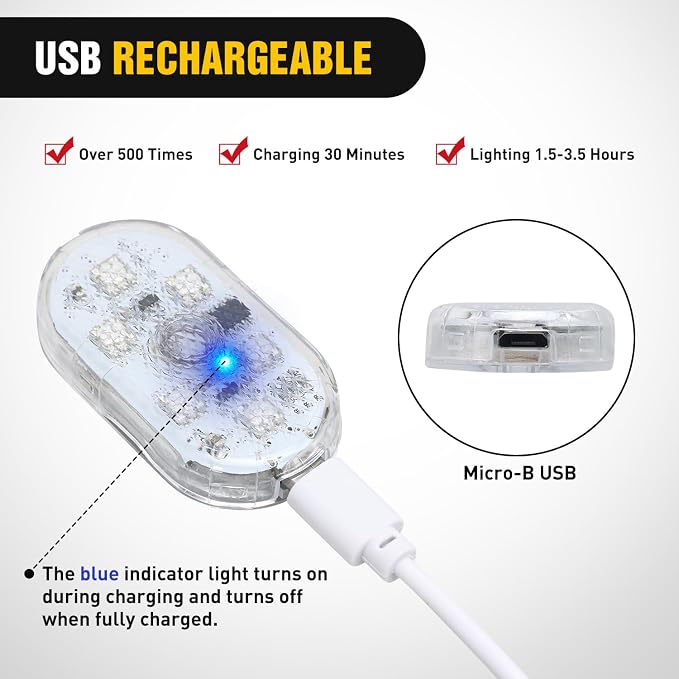 Nilight 4 PCS 7 Colors Wireless Magnetic RGB LED Interior Lights | USB Rechargeable Universal Mini Sticky Footwell Ambient Atmosphere Reading Lamp with Touch Sensor, Portable Night Lighting - Image 7