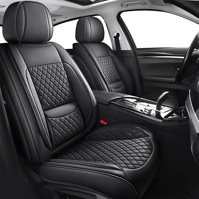 MIROZO Seat Covers,Leather Seat Cover Full Coverage for SUV Sedan Trucks | Black Seat Covers Full Set,Waterproof Leather Car Seat Covers,Universal Seat Protector For SUV Sedan Truck by MIROZO