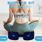 BlissTrends Memory Foam Seat Cushion for Office Chair & Car Seat, Blue | Ergonomic Tailbone & Sciatica Support with Removable Velvet Cover for Pressure Relief and Long Sitting Comfort, 3.3" Thick - Image 6