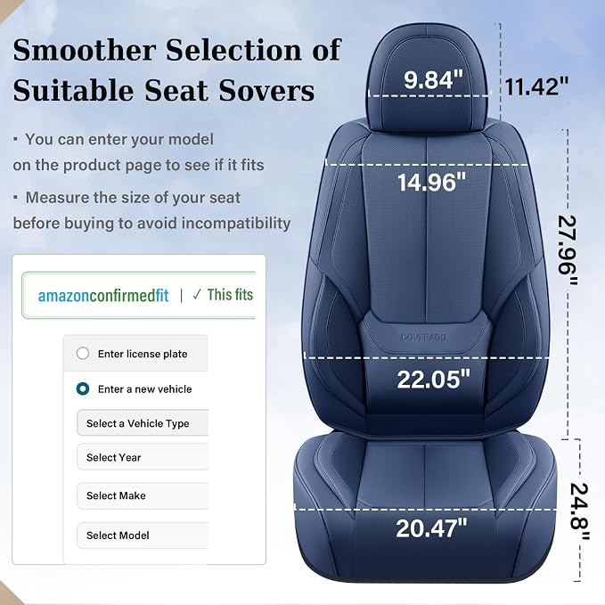 Coverado Car Seat Covers, Seat Covers for Cars, Waterproof Leather Auto Seat Protectors, Leather Car Seat Cushion, Car Interiors Accessories Universal Fit for Most Cars - Image 5