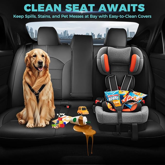 Custom Seat Covers for Toyota Camry 2018-2024, Black | Only Fit for Camry LE/SE/SE Nightshade 2018-2024, Not for Hybrid, Full Coverage, Faux Leather, Scratch-resistant, Easy-clean - Image 6