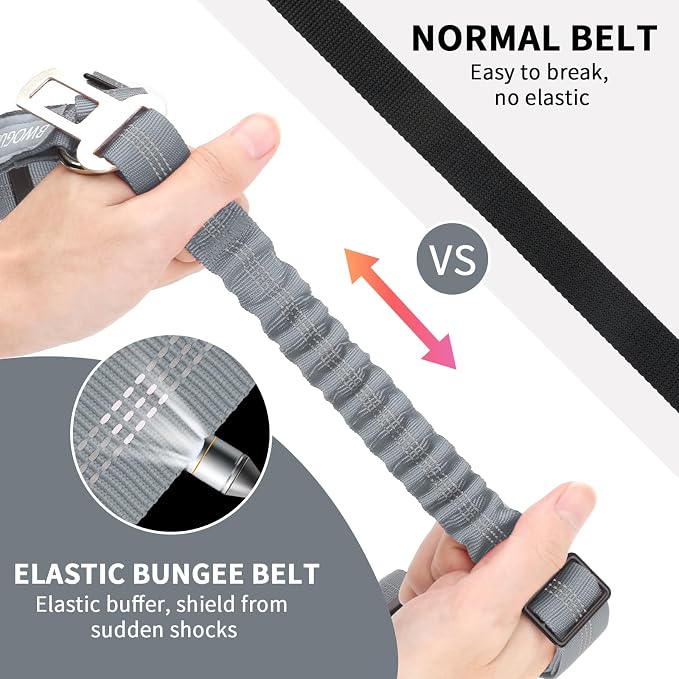 BWOGUE 2 Pack Dog Seat Belt for Car, Headrest Restraint, Elastic Bungee | 18-30 in Adjustable, Headrest Mount, Metal Buckle, Use with Dog Harness, Small-Large Dogs, Harness in Vehicle Travel for Pet - Image 3