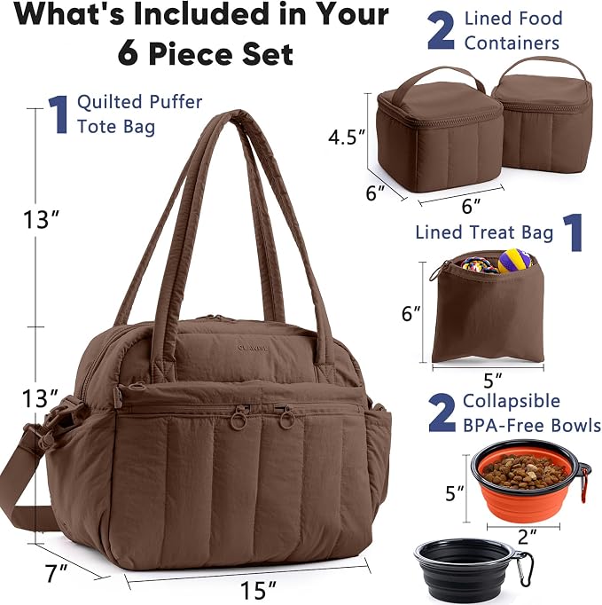Dog Travel Bag for Supplies, Airline Approved Pet Travel Organizer with 2 Food Containers & Collapsible Bowls, Large Capacity Dogs Tote Bag for Weekend, Stylish Dog Mom Gift for Pet Lovers - Image 3