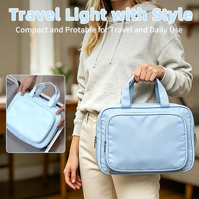 Travel Organizer, Portable Storage Bag for Toys, Snacks, & Activities, Travel Waterproof Organizer Bags with Hook & Carry Handle, Multi-Compartment (Blue) - Image 3