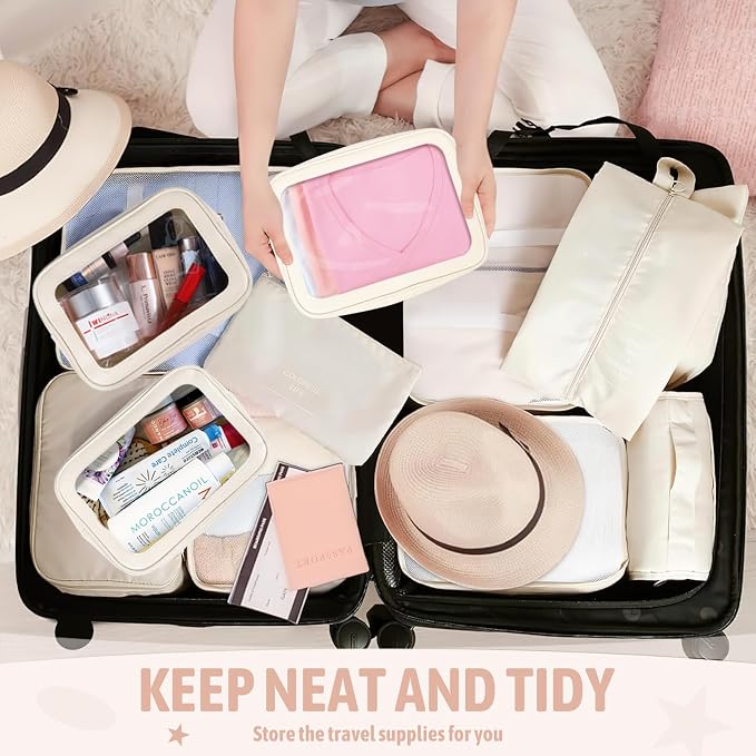 YOPCDJ 6PCS Clear Toiletry Bag,TSA Approved Travel Pouch with Zipper for Cosmetics and Toiletries，Diaper Bag Organizer Pouch Set, Purse Organizer and Clear Car Bag for Women and Kids - Image 6