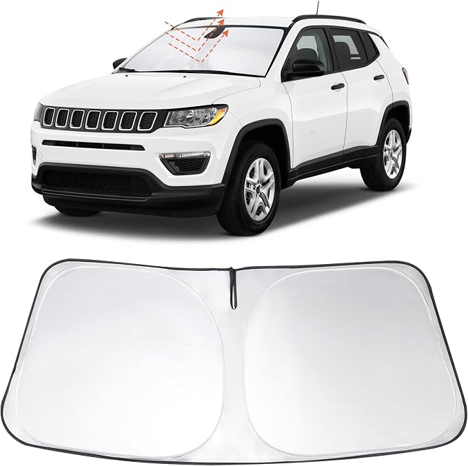 Windshield Sun Shade Sunshade for 2017-2024 2025 Jeep Compass | Full covered for windshield, Foldable & Durable, Block UV Rays, Reduce Heat, Easy to install, Keeps Car Cooler by LHFLIVE