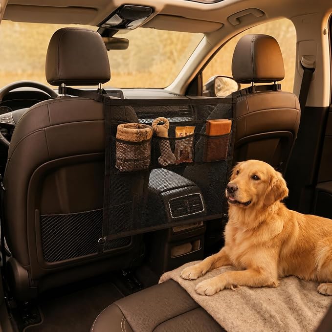 Adjustable Dog Car Barrier for SUV Truck, Heavy Duty Pet Net Backseat Divider, Universal Mesh Back Seat Gate, Safety Accessories, Easy Install by Unknown