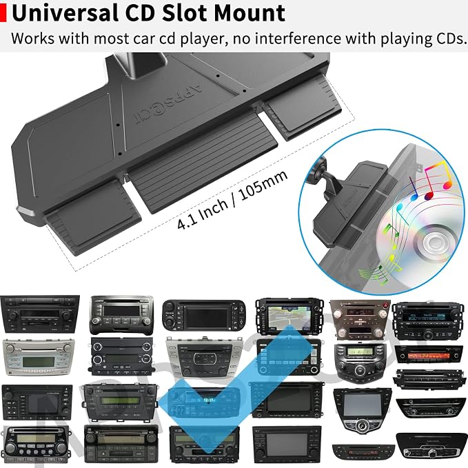 APPS2Car Sturdy CD Slot Phone Mount with Upgraded Wireless Charger | One Hand Operation, Hands-Free Car Phone Holder Compatible with iPhone 17 Pro Max Plus 16 15 14 13 12 11, Samsung S25 S24 S23 - Image 8
