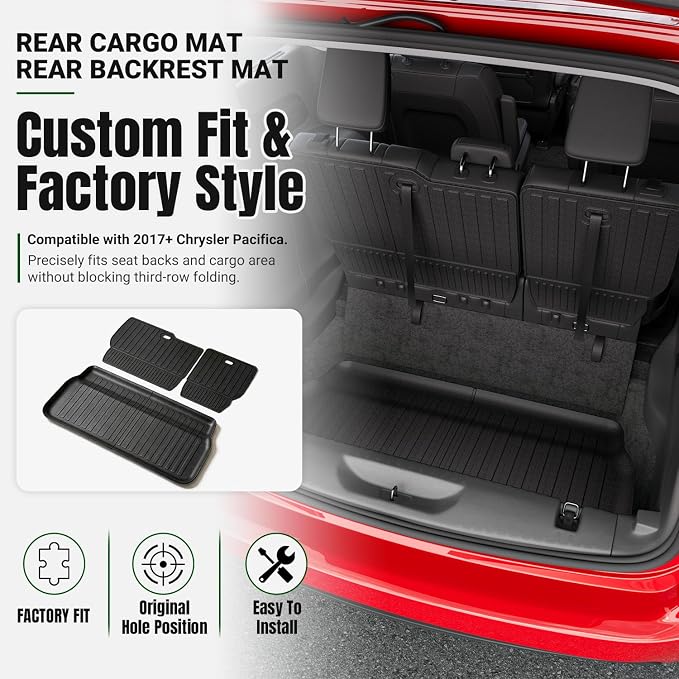 xipoqix 7&8 Seats Cargo Mat Compatible with 2017-2026 Chrysler Pacifica | 20-26 Voyager Backrest Mat Gas Hybrid Cargo Liner Back Seat Protector Replacement for 2017-2026 Chrysler Pacifica Accessories - Image 2