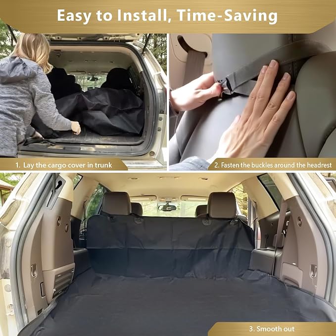 SUV Cargo Liner for Dogs - Water Resistant Trunk Cover for Full-Size SUV | Pet Cargo Cover with Bumper Flap Protector, Non-Slip Car Trunk Mat, Dog Car Seat Cover Prevents Scratches Pet Hair Mud Dirt - Image 8
