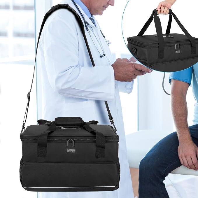 Trunab Large Insulated Medical Bag with Dividers, Easy-Clean Trauma Pouch | Empty Bag for Custom Setup, Ideal for Home/Travel/Camping, Wipe-clean Interior - Image 6