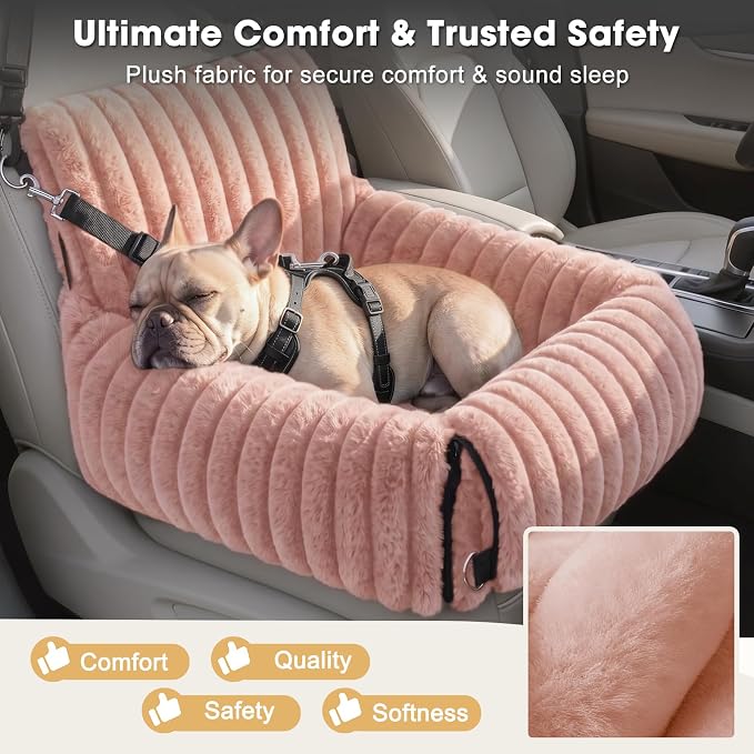 MIXJOY Dog Car Seat for Small/Medium Dogs up to 23 lbs, Multi-Functional Dog Carrier for Car with Detachable Washable Cover, Pet Travel Bed with Clip-On Safety Leash, Pink - Image 3