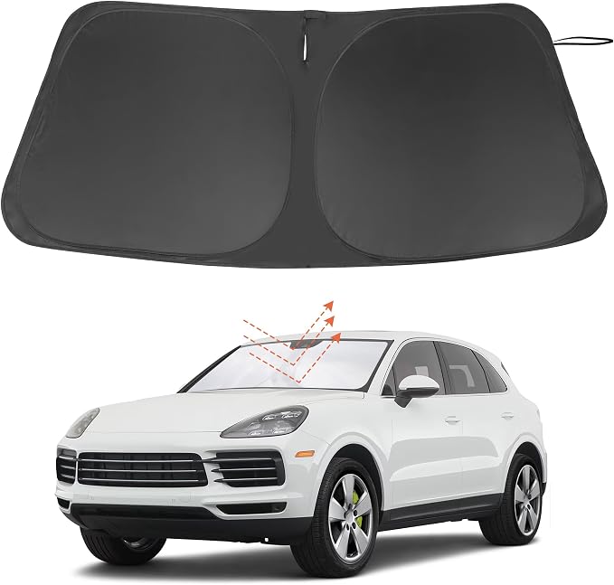 Windshield Sun Shade for 2019-2026 Porsche Cayenne Accessories | Full covered for windshield, Foldable & Durable, Block UV Rays, Reduce Heat, Easy to install, Keep Car Cooler by LHFLIVE