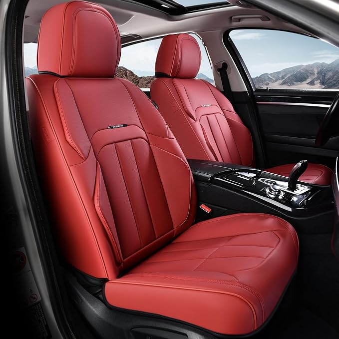 Coverado Nappa Leather Car Seat Covers Front Set, Luxury Waterproof Seat Protectors, Airbag Compatible Anti‑Slip Auto Seat Covers, Universal Fit for Most Cars SUVs Trucks Pickup Vehicles by COVERADOAUTO