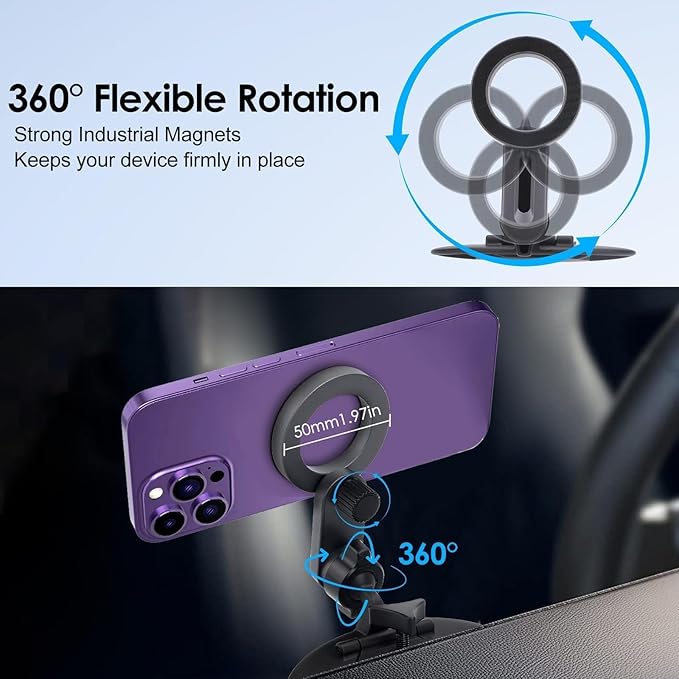 EEEKit Magnetic CD Slot Phone Mount, 20 Strong Magnets CD Player Holder | Pop Grip Ring Compatible with Magsafe Cases and All Smartphones - Triangular Base Reduces Wobble - 360 Degree Adjustable View - Image 5