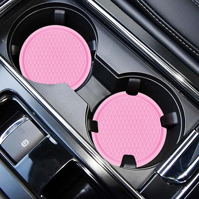 ZSDY Car Cup Coaster, 4PCS Universal Auto Non-Slip Cup Holder Embedded in Ornaments Coaster, Car Interior Accessories Sets, Pink - Image 4