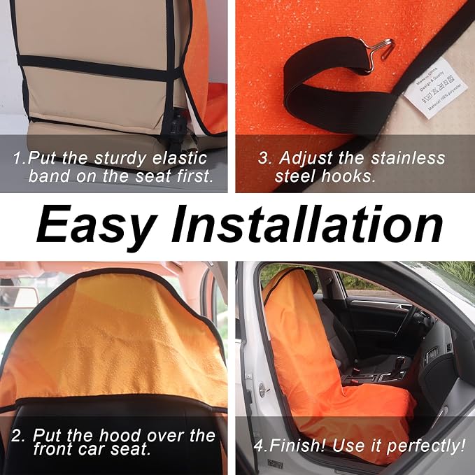 Sweat Towel Car Seat Cover Protector Front Seats for Gym Workout, Running, Swimming, Beach and Hiking, Waterproof Universal Seat Cover for Car, Trucks, Van & SUV (2, Gradient Orange, Front) - Image 6