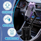 SAMPUSS 2-in-1 Phone Holders for Your Car Car Cup Holder Car Phone Holder | 360° rotation 2-in-1 function car phone mount with long arm universal smartphone phone holder car cup holder expander - Image 6