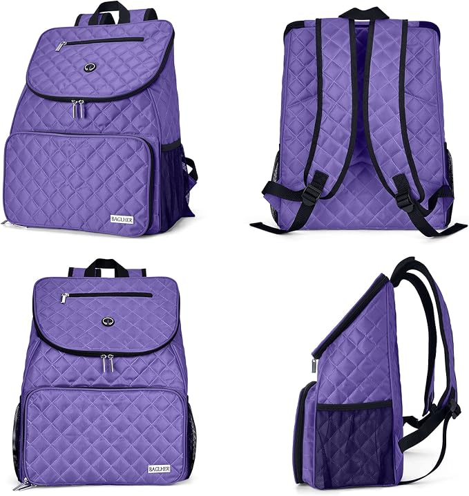 BAGLHER Dog Travel Bag Airline Approved Pet Supplies Backpack, Dog Travel Backpack with 2 Silicone Collapsible Bowls and 2 Food Baskets Purple - Image 2