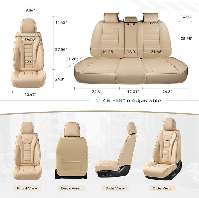 Coverado Car Seat Covers, Front Covers for Cars, Car Seat Cover Front Seats, Automotive Seat Cover, Waterproof, Leather Car Seat Cushion, Universal Interior Covers Seat Protectors for Most Cars - Image 5