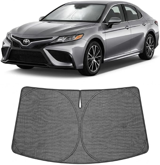 Proadsy Custom Fit 2018-2026 Toyota Camry Windshield Sun Shade, Blocks Heat | Ice Crystal Micro-Refraction Blocks 99% UV, Drops Cabin Temp 54°F. Foldable Full Coverage for Summer Parking/Camping Privacy by Proadsy