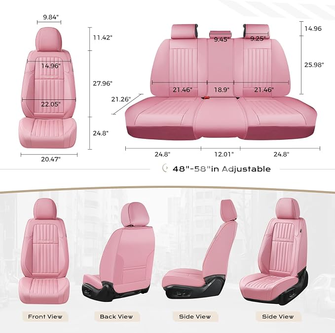 Coverado Car Seat Covers Front Seats, Seat Covers for Cars, Car Seat Protector, 2-Pack Car Seat Cushion Nappa Leather, Waterproof Seat Covers Carseat Cover Universal Fit for Most Cars Trucks(Pink) - Image 6