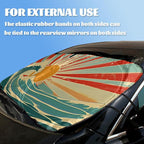 Vintage Wave Car Windshield Sunshades Ocean and Sun Red Blue Heatshield Front Window Car Sun ​Shade Windshield Blocks UV Rays Sun Visor Protector for Car Sedan Truck SUV Accessories 59x31.5 Inch - Image 3