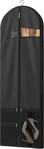Lazebox 65" Travel Garment Bag with Accessories Zipper Pocket, Heavy Duty Suit Bag for Suits, Tuxedos, Dresses, Coats, Black, 2 packs by Lazebox