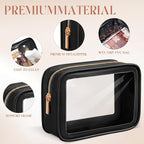 Hsei 6 Pcs Clear Makeup Bags Diaper Bag Organizer Travel Toiletry Bags with Zipper Clear Cosmetic Organizer Car Storage Pouch Bridesmaid Gift for Women Beach Vacation (Black) - Image 3